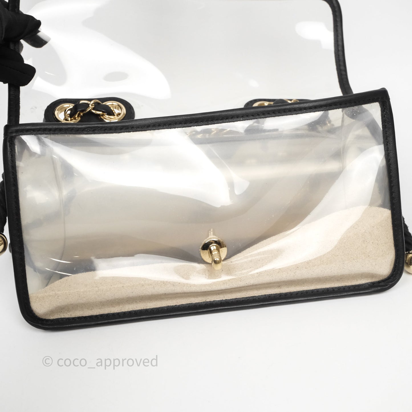 Chanel Medium Sand By The Sea PVC Flap Black Lambskin Gold Hardware