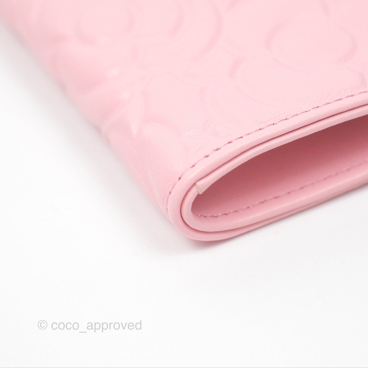 Chanel Key Holder Case Pink Camellia Embossed Lambskin Gold Hardware