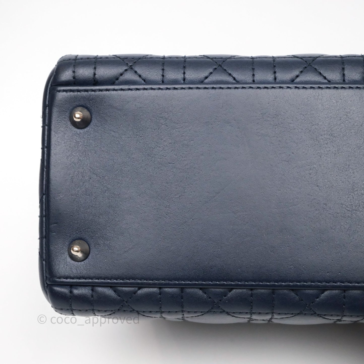 Christian Dior Medium Lady Dior Navy Lambskin Silver Hardware