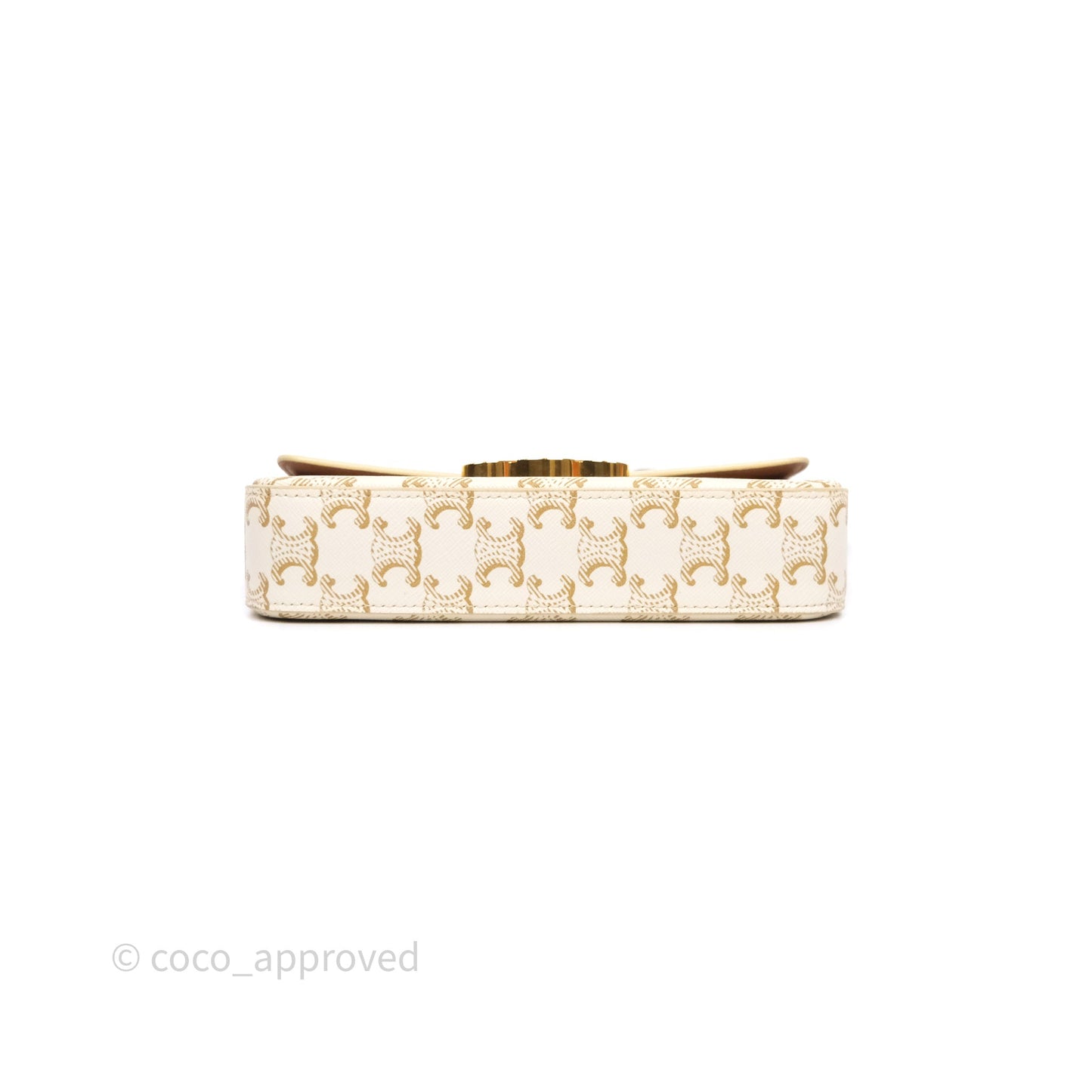 Celine Triomphe Shoulder Bag White Calfskin Triomphe Canvas