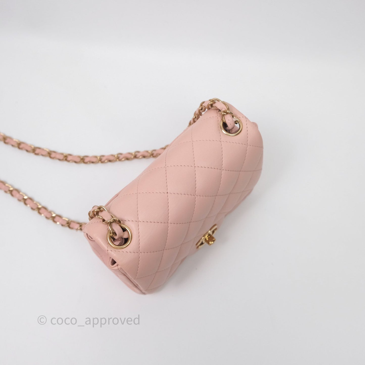 Chanel Mini Square Flap Quilted Pink Lambskin Gold Hardware