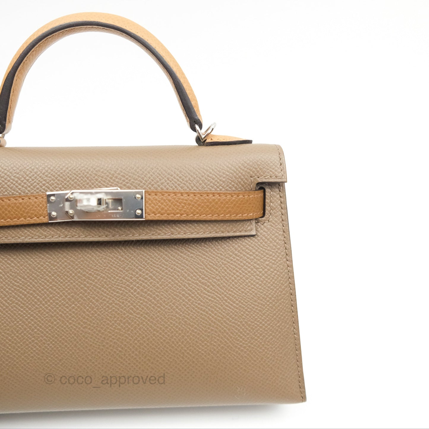 Hermès Mini Kelly II Etoupe 18/Alezan 3G/Biscuit 48 Epsom Palladium Hardware