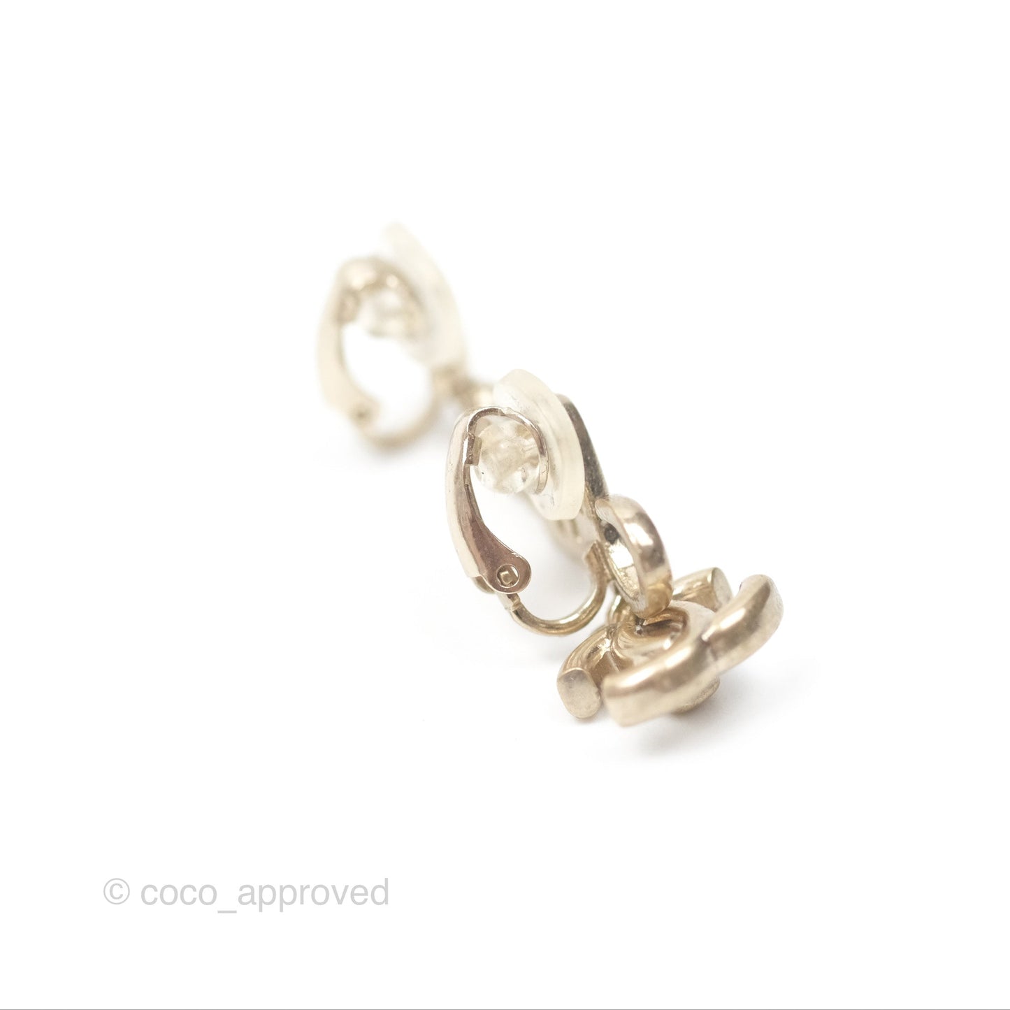 Chanel Logo CC Turnlock Ear Clips Gold Tone 21P