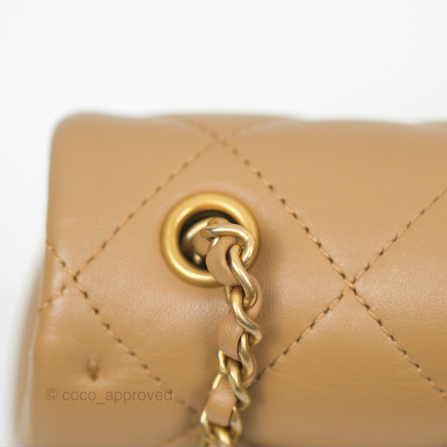 Chanel Mini Flap Bag With Heart CC Charm Dark Beige Lambskin Aged Gold Hardware