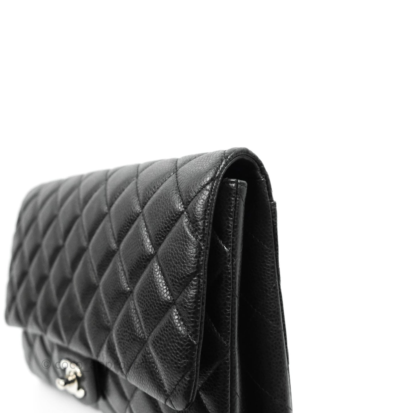 Chanel Quilted Clutch with Chain Caviar Black Silver Hardware
