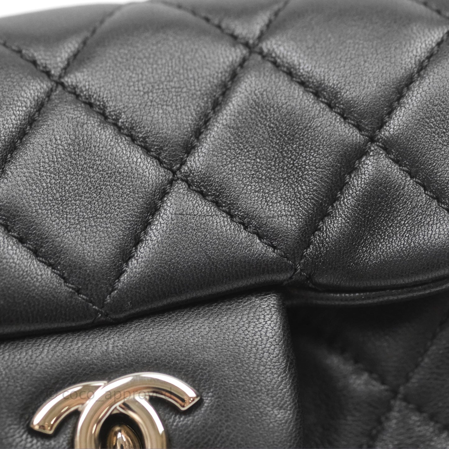 Chanel Mini Quilted Double Pouch Bag Lambskin Sliver Hardware