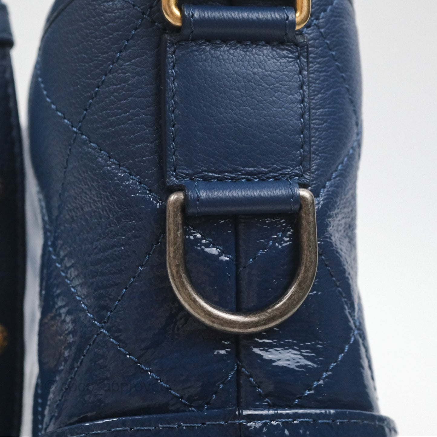 Chanel Small Gabrielle Hobo Blue Patent Goatskin Mixed Hardware
