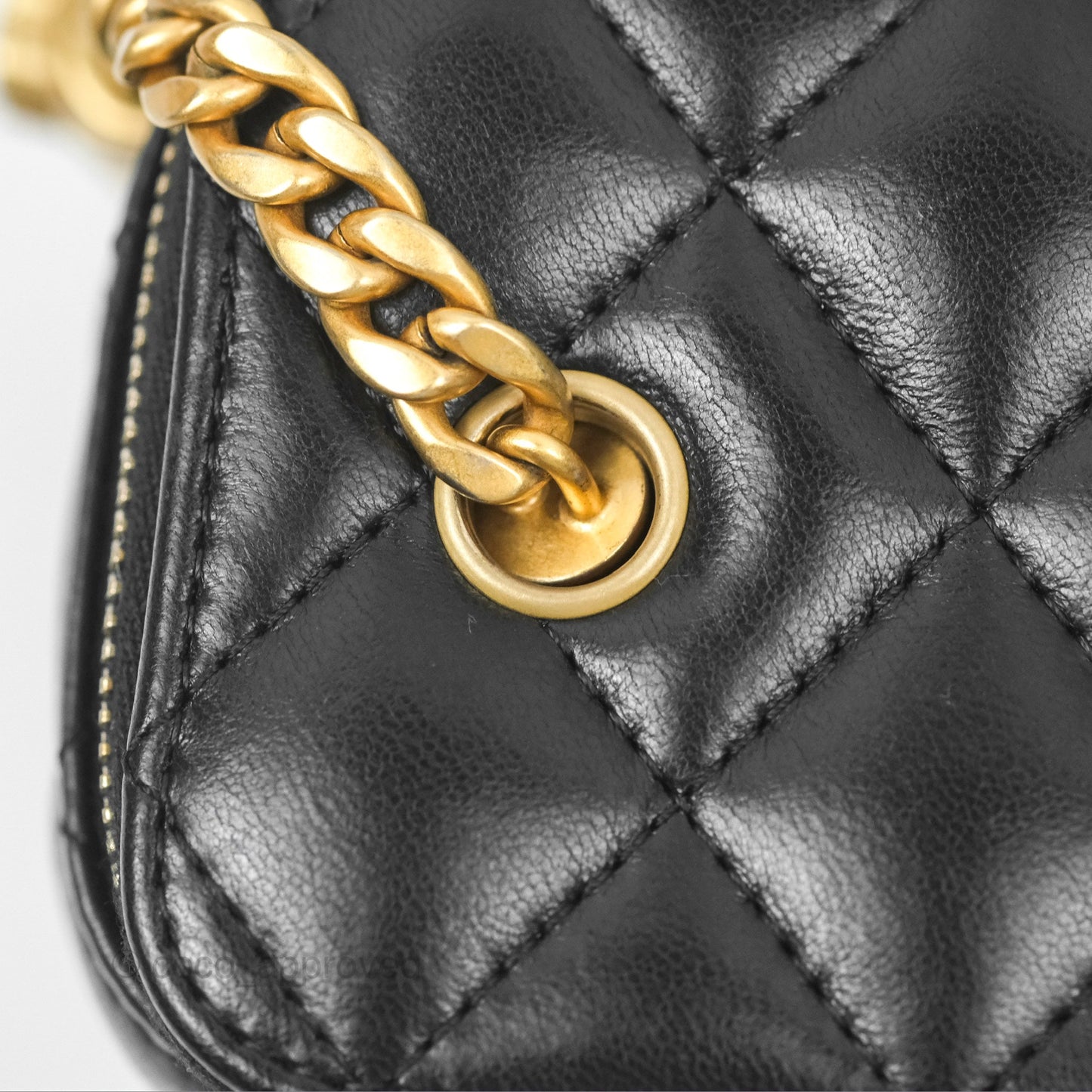 Chanel All Slide Vanity with Adjustable Chain Black Lambskin Aged Gold Hardware