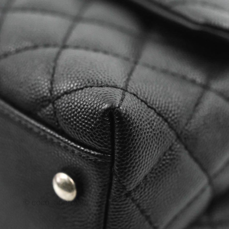 Chanel Medium Coco Handle Quilted Black Caviar Lizard Handle Ruthenium Hardware