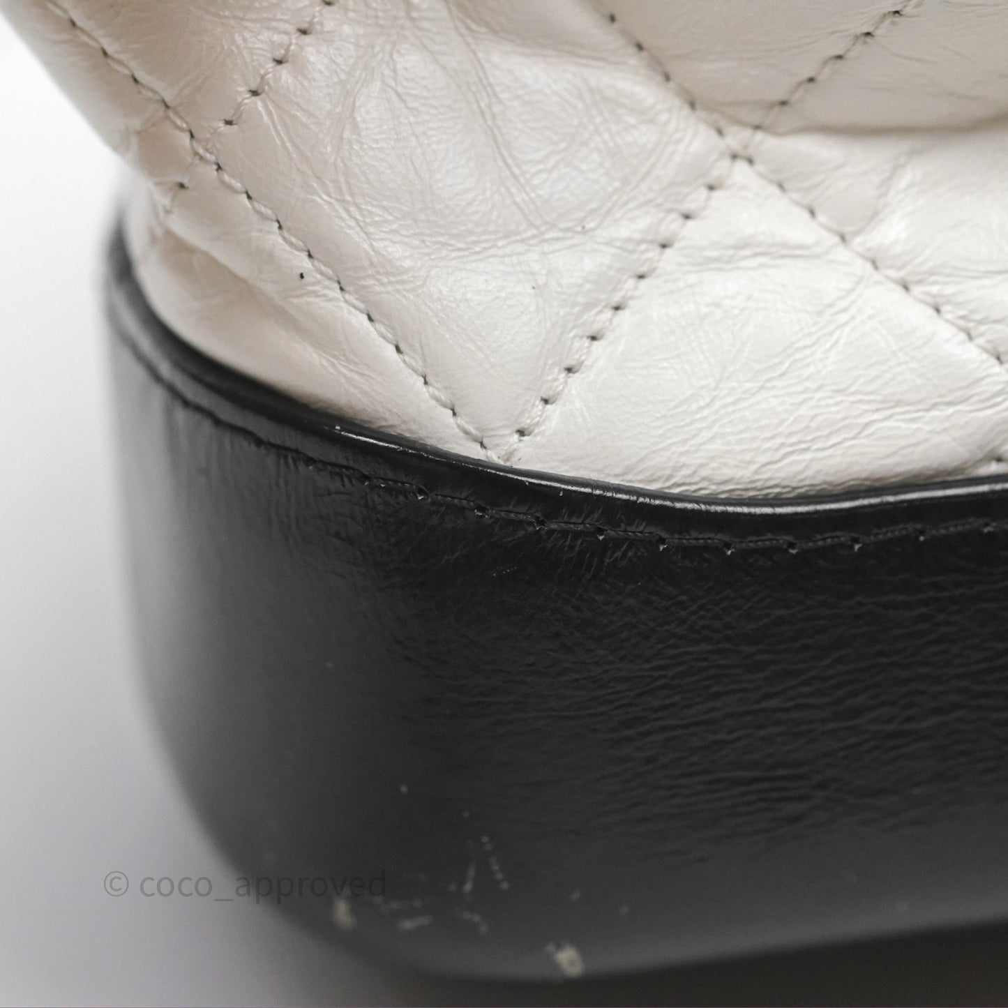 Chanel Small Gabrielle Hobo Quilted Black White Aged Calfskin