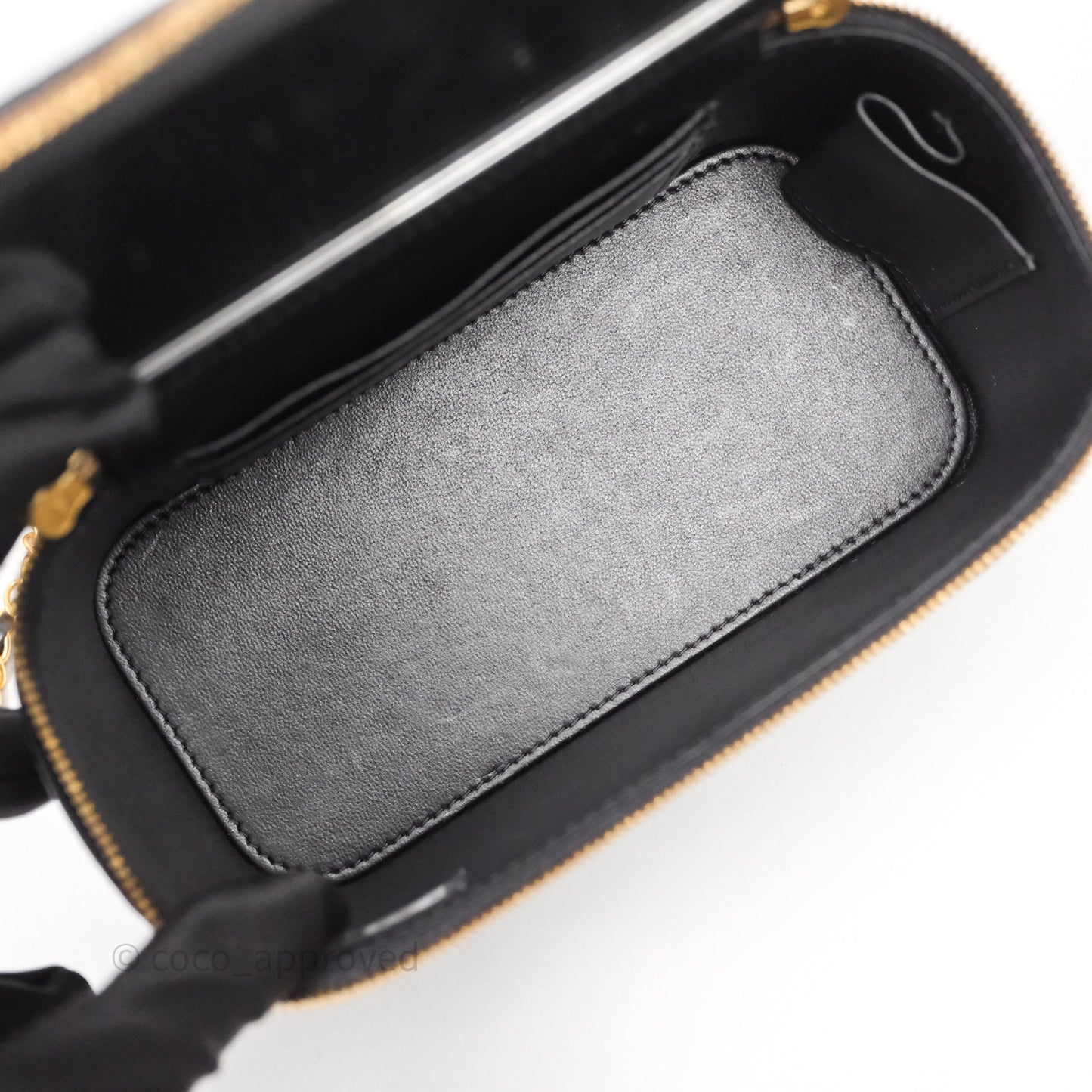 Chanel Vanity With COCO Heart Chain Black Lambskin Aged Gold Hardware