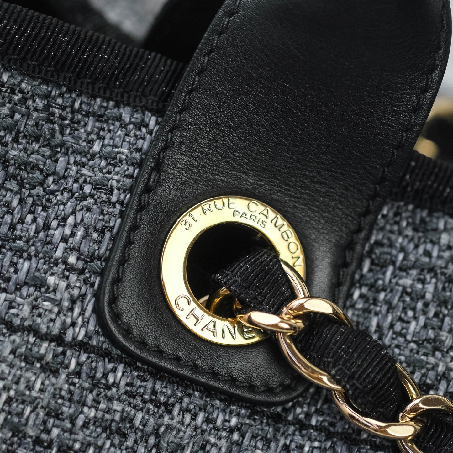 Chanel Large Deauville Charcoal Grey Canvas