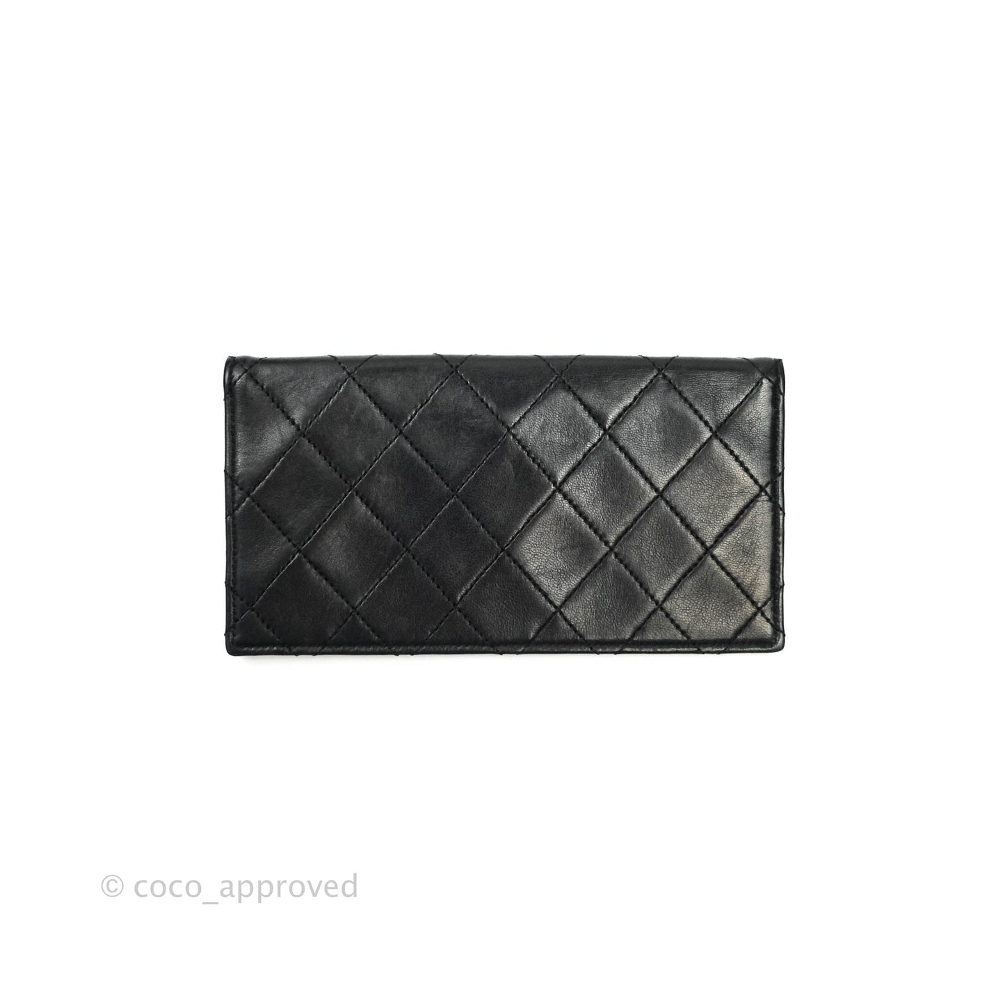 Chanel Vintage Flap Bag with Purse Pouch Black Lambskin 24K Gold Hardware