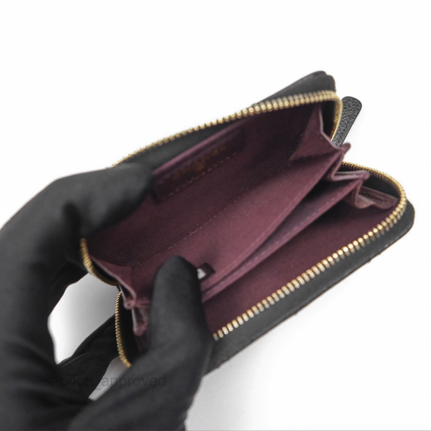 Chanel Classic Zipped Coin Purse Black Caviar Gold Hardware