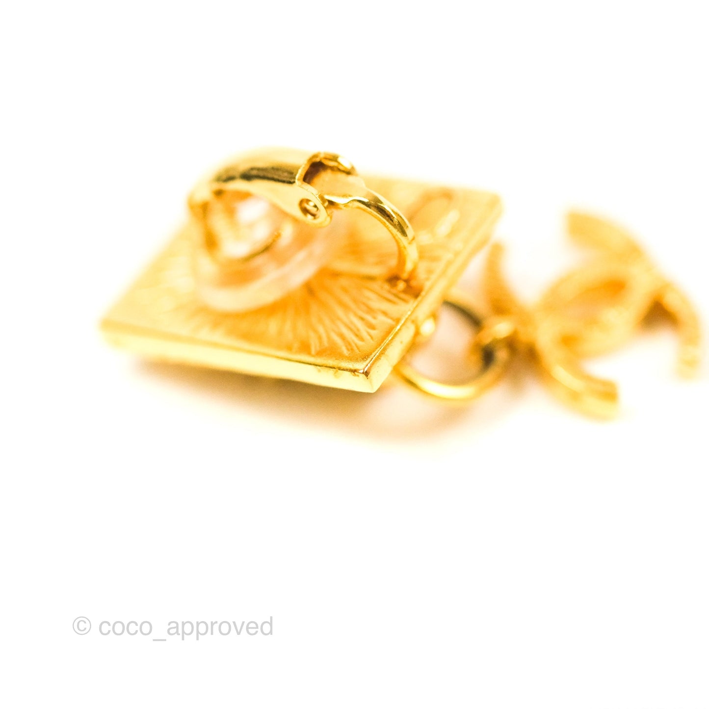 Chanel Lion CC Drop Ear Clip Gold Tone 22A