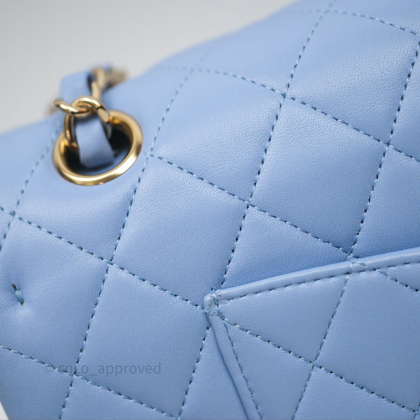 Chanel Classic M/L Medium Flap Quilted Sky Blue Lambskin Gold Hardware