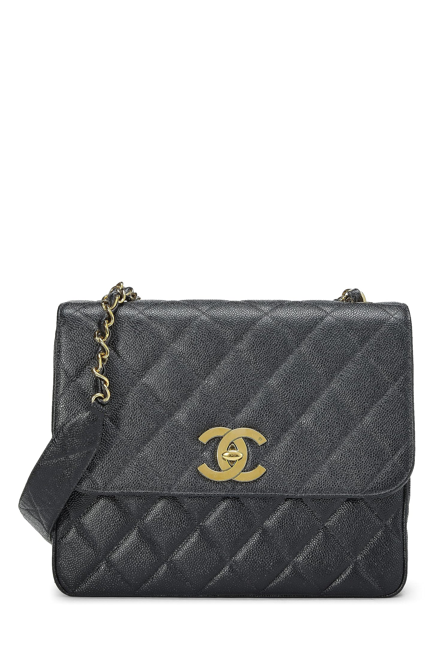 Chanel,  Black Caviar Big CC Square Flap Large, Black