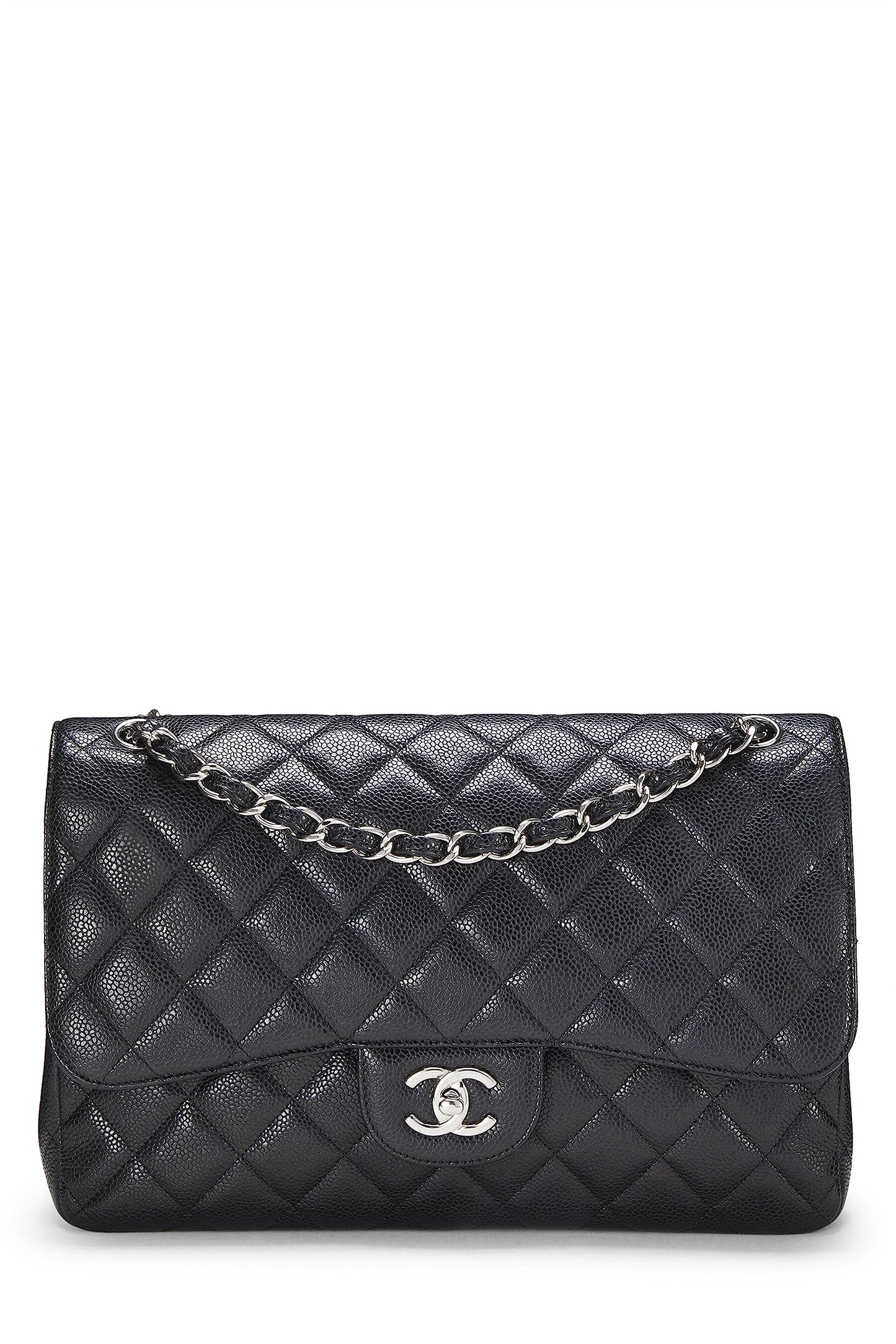 Chanel,  Black Quilted Caviar New Classic Flap Jumbo, Black