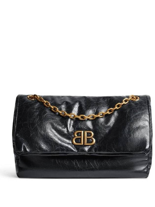 Luxury Balenciaga Monaco Chain Strap Shoulder Bag Black