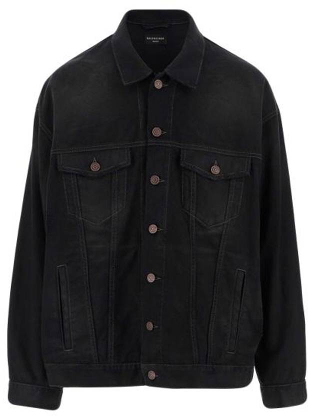 Luxury Balenciaga Political Campaign Logo Oversized Denim Jacket Black