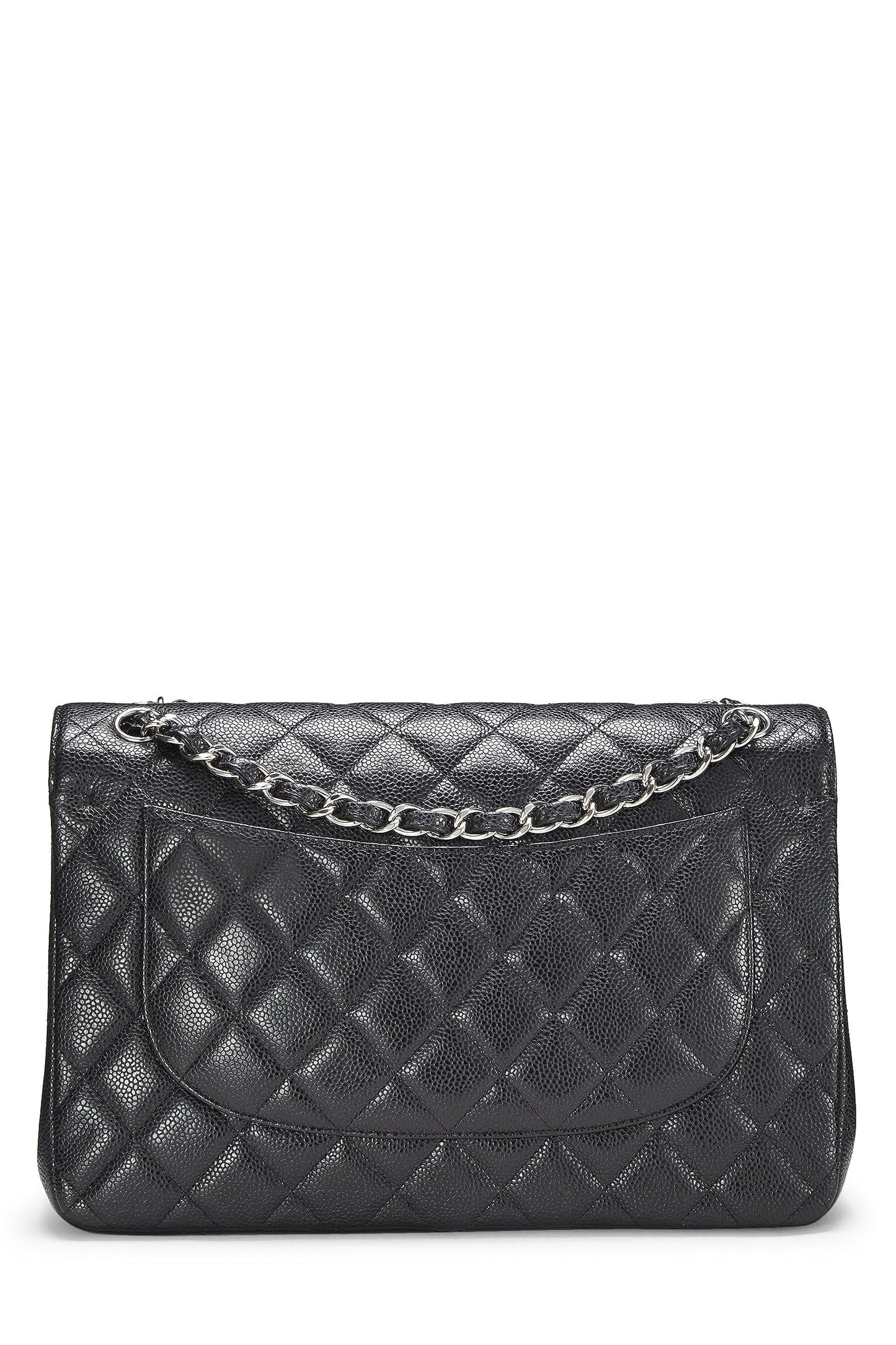 Chanel,  Black Quilted Caviar New Classic Flap Jumbo, Black
