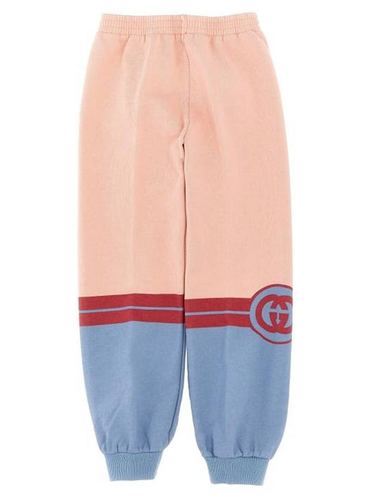 Luxury Gucci Trending 2025 Kids Interlocking G Print Felted Cotton Training Pants Blue Pink