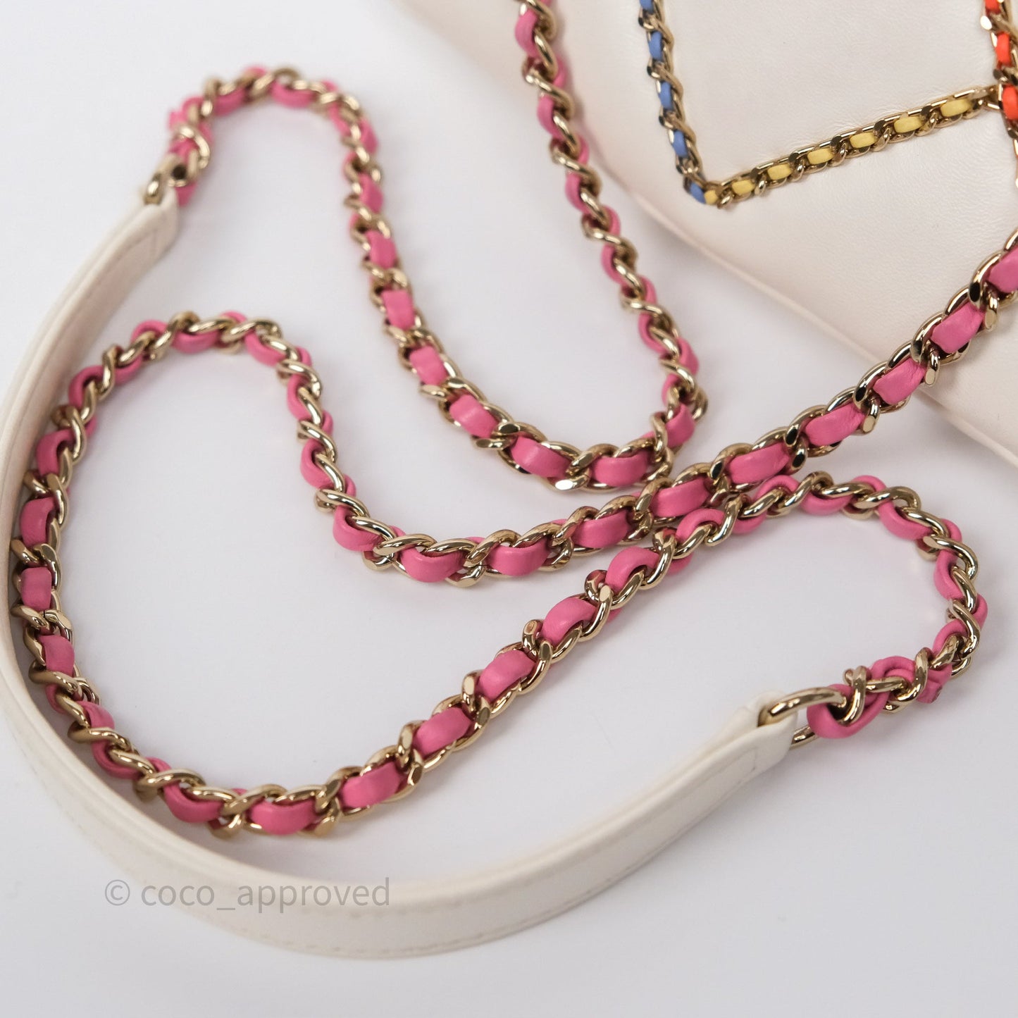 Chanel Small Entwined Chain Flap White Lambskin Gold Hardware