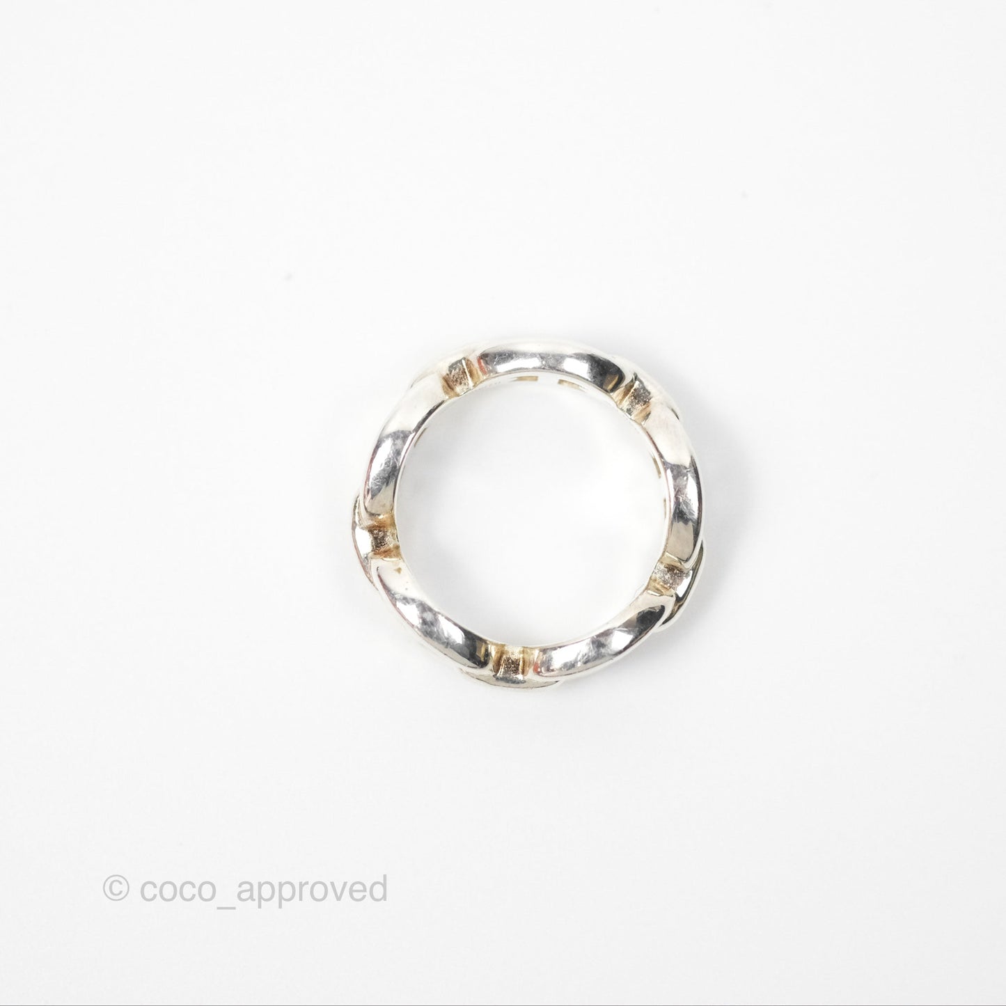 Hermès Sterling Silver PM Chaine d'Ancre Enchainee Band Ring Size 53