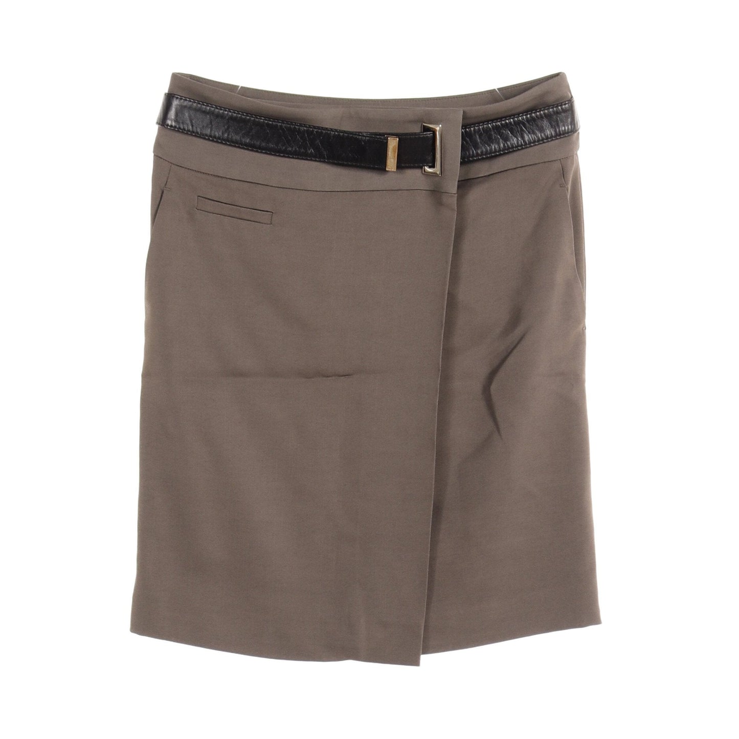 Luxury Gucci Trending 2025 Wrap skirt Rayon Wool Leather Brown Black