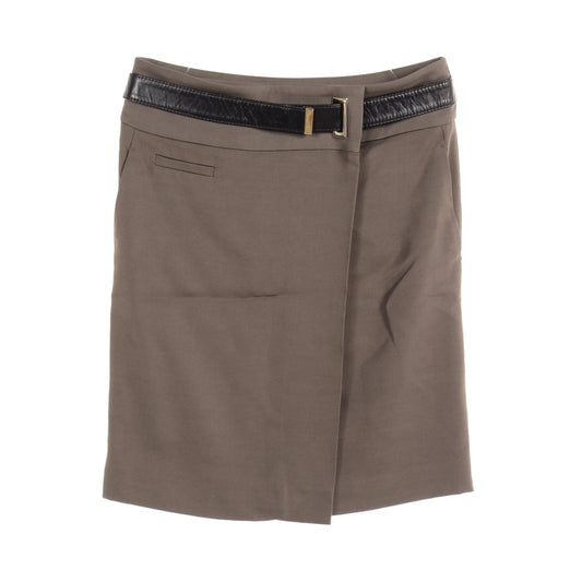 Luxury Gucci Trending 2025 Wrap skirt Rayon Wool Leather Brown Black