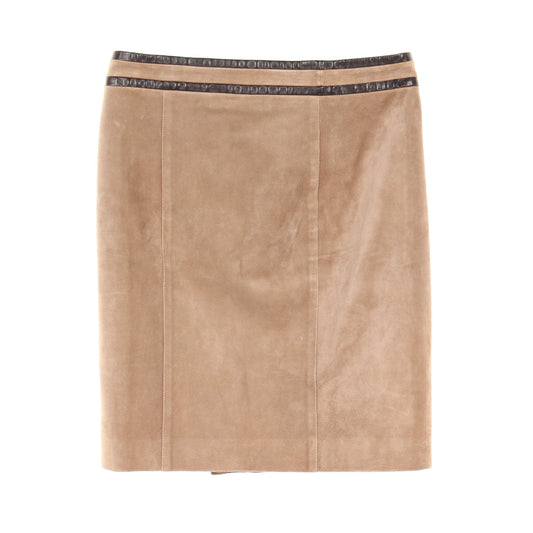 Luxury Gucci Trending 2025 Zip up Skirt Suede Leather Beige Brown