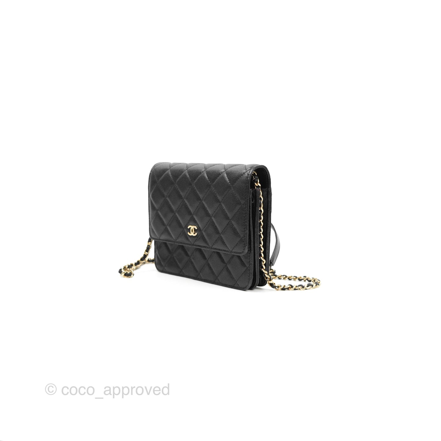 Chanel Square Flap WOC Black Caviar Gold Hardware