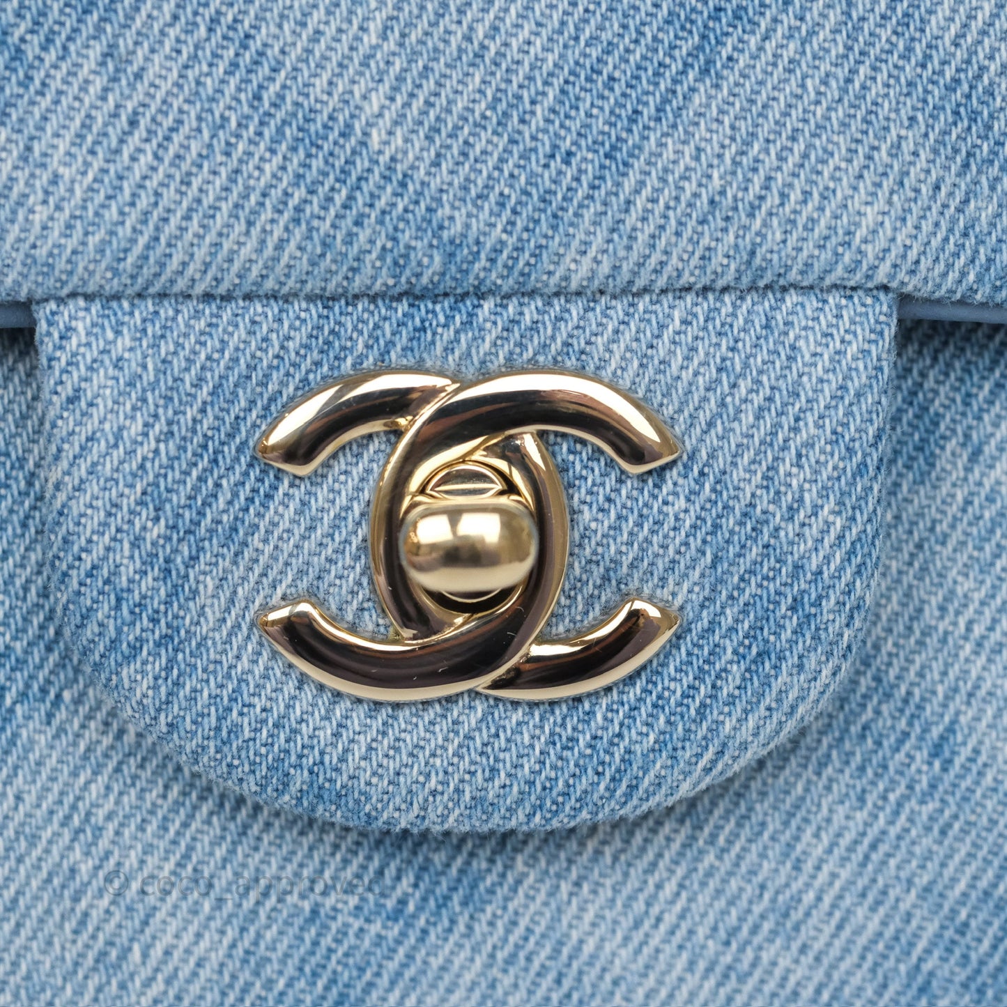 Chanel Quilted Small Double Flap Blue Printed Denim Gold Hardware