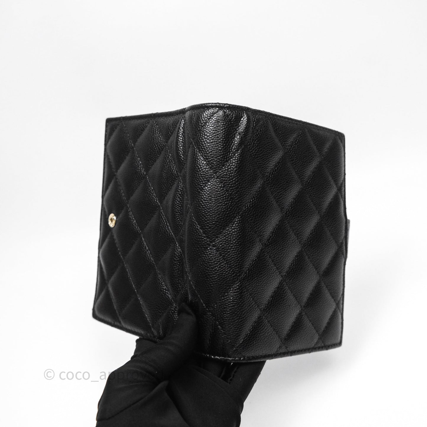 Chanel Classic Quilted Passport Holder Black Caviar Gold Hardware
