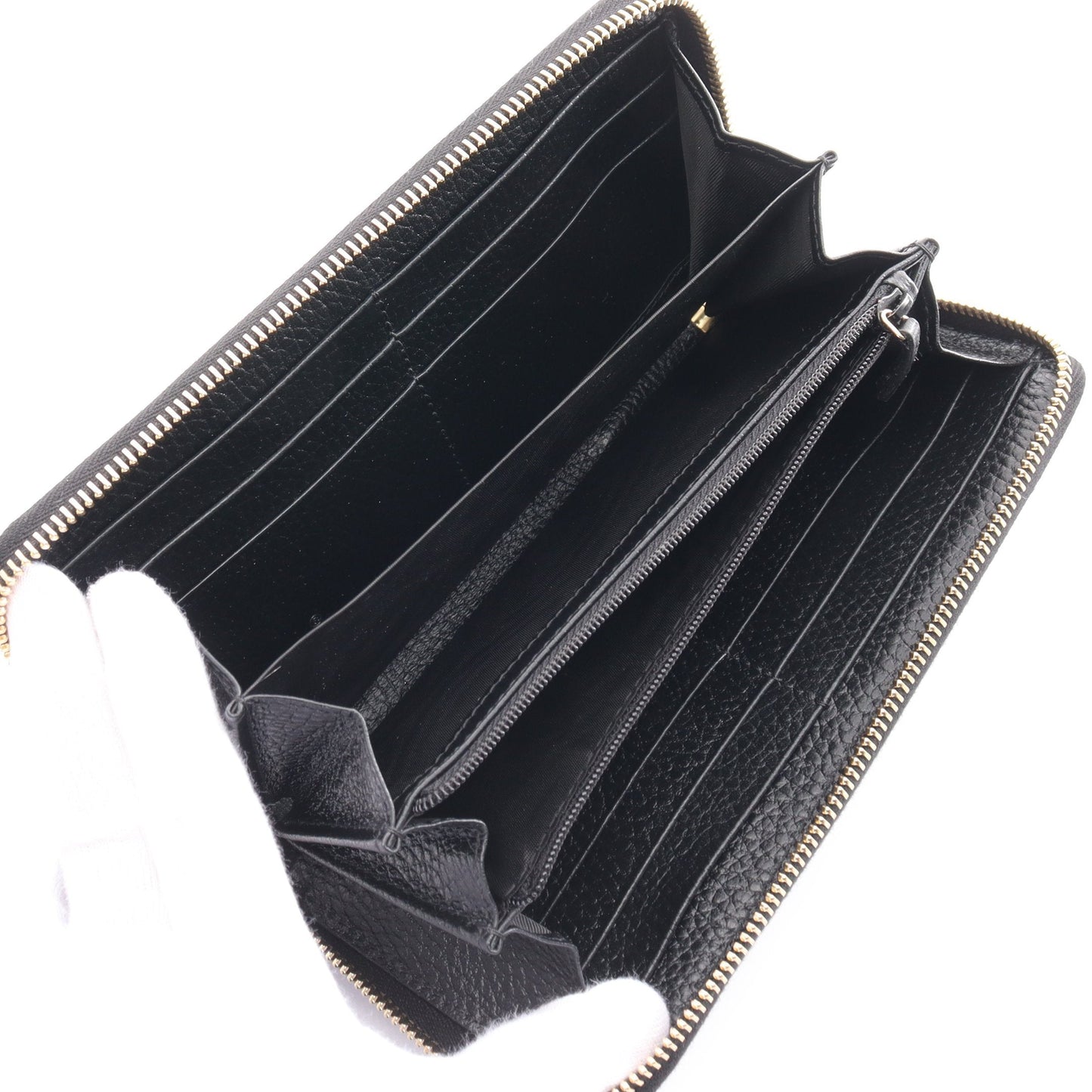 Luxury Gucci Trending 2025 Petite marmont GG Marmont Round zipper long wallet Leather Black