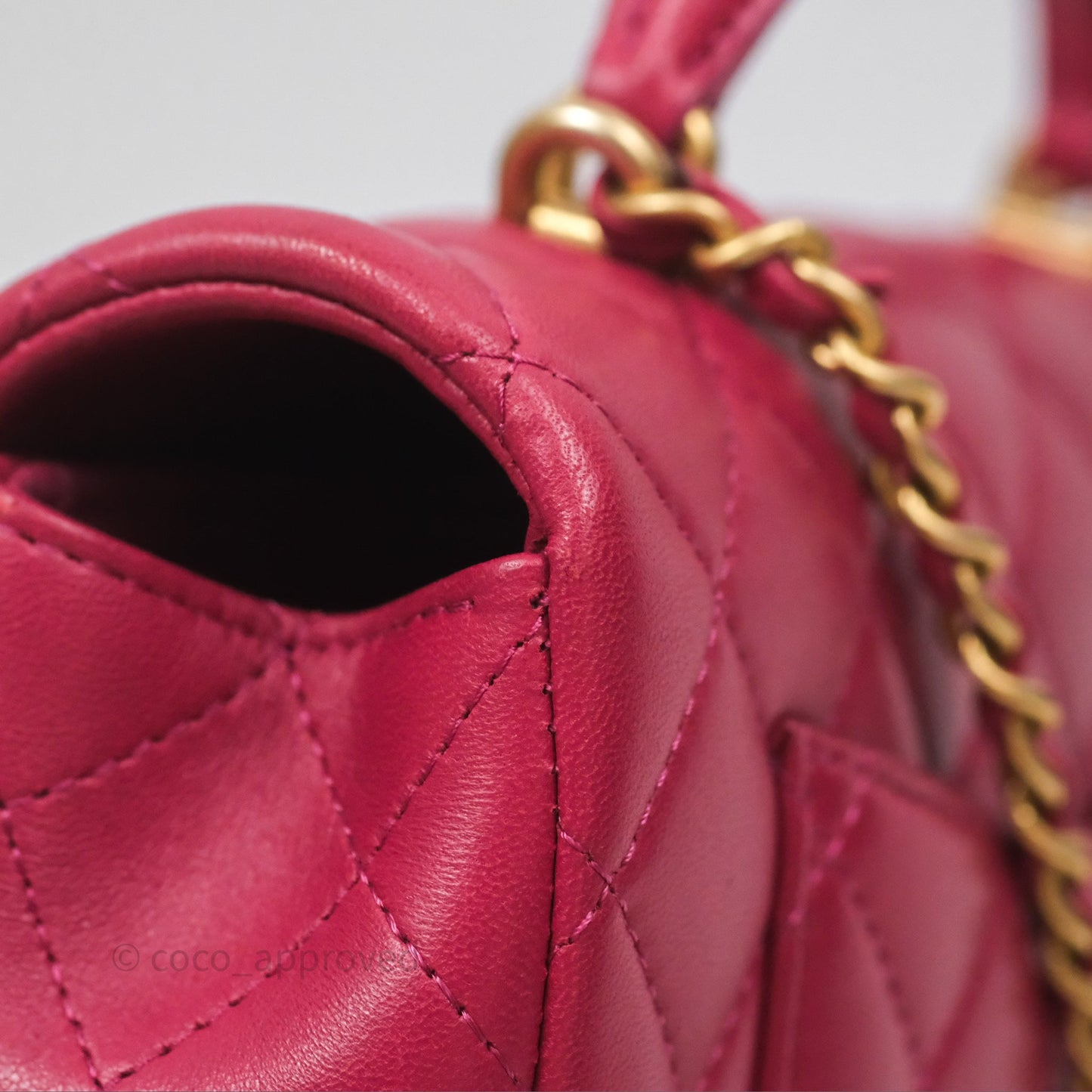 Chanel Top Handle Mini Rectangular Flap Red Lambskin Aged Gold Hardware