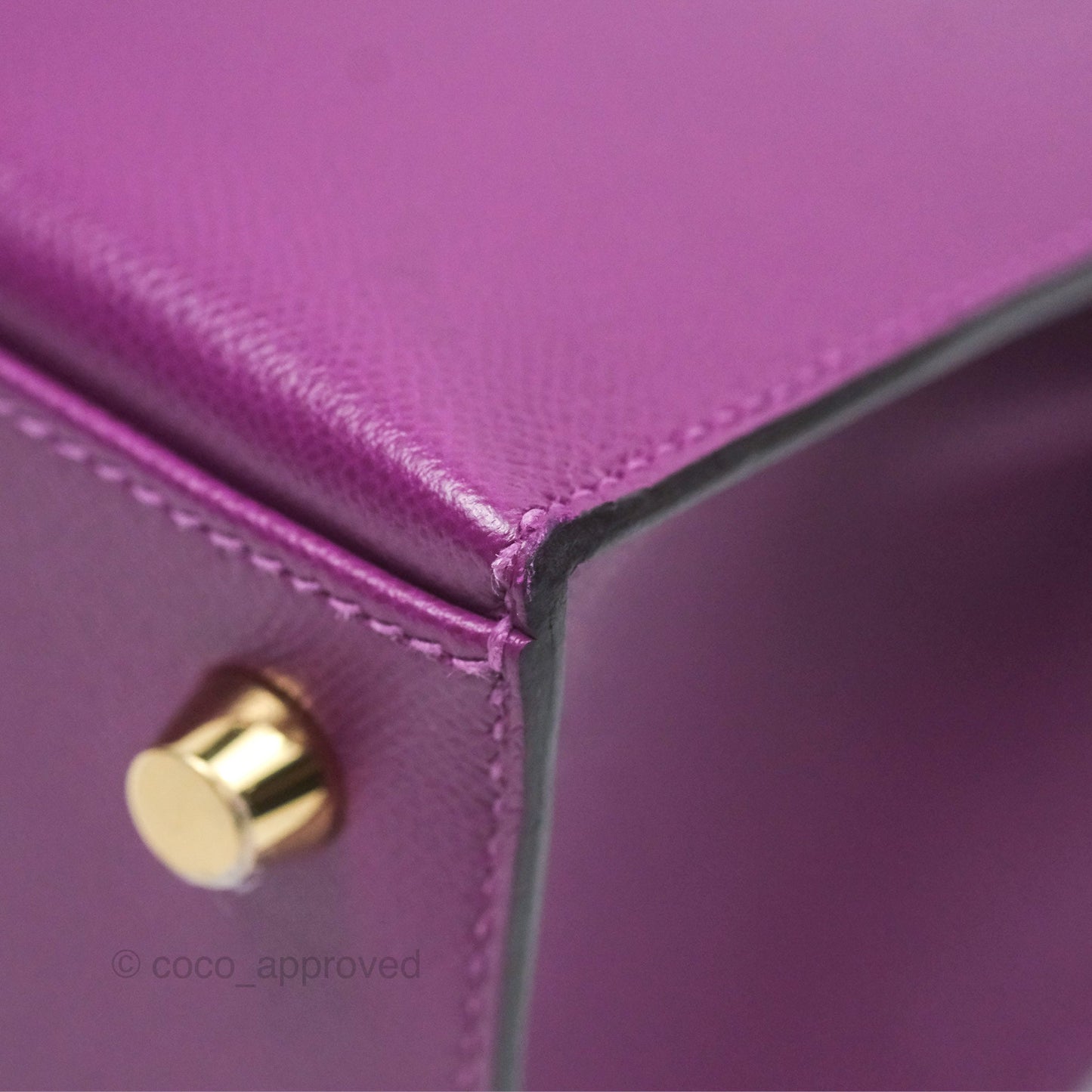 Hermès Kelly 25 Sellier Touch Anemone/ Amethyste Madame/ Croc Gold Hardware