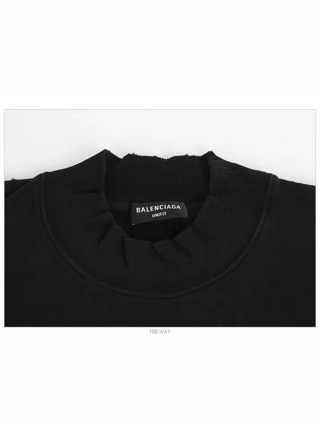 Luxury Balenciaga WoMen's Free Embroidery Distressed Sweatshirt Black