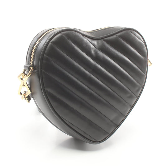 Luxury Gucci Trending 2025 Interlocking G Chain shoulder bag Heart Leather Black
