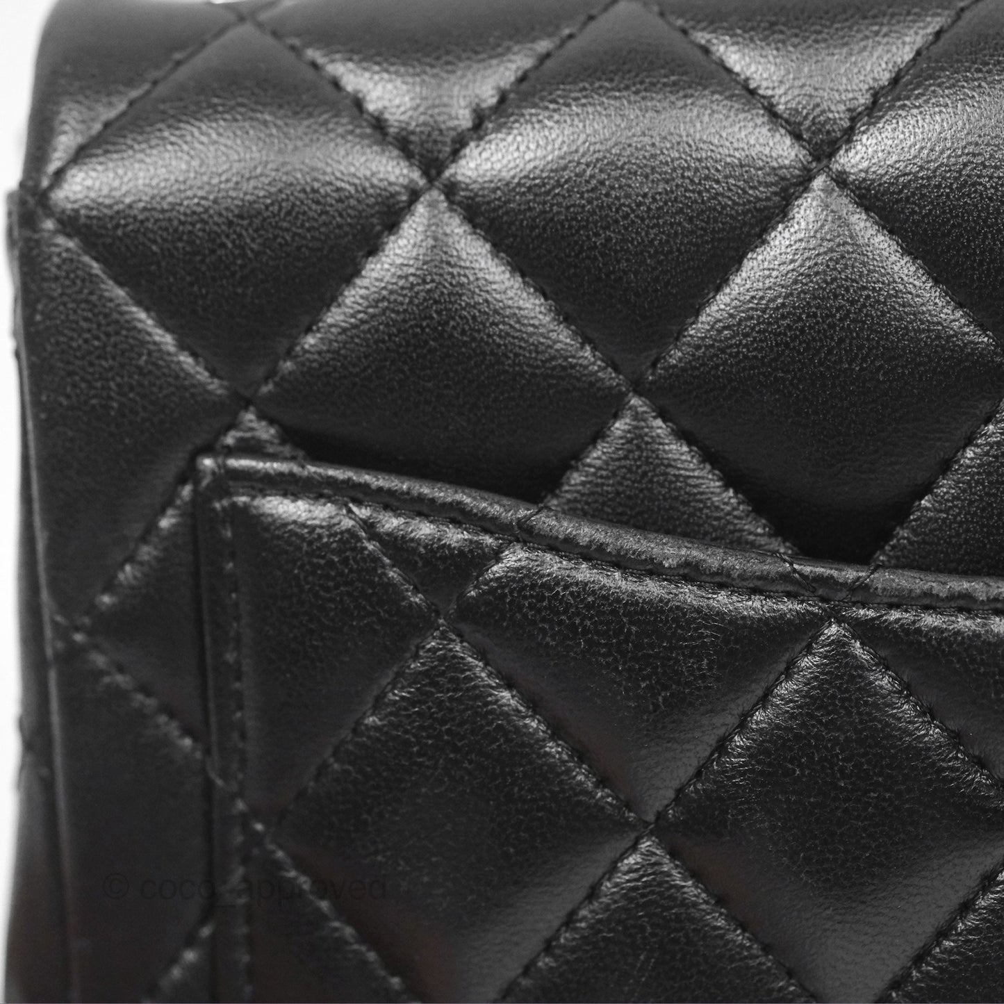 Chanel Mini Square Flap Quilted Black Lambskin Silver Hardware