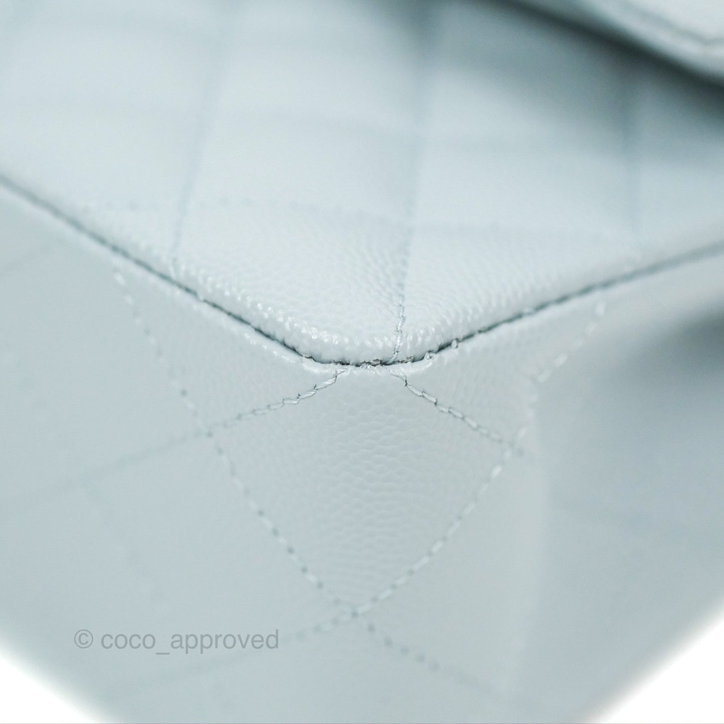 Chanel Small Classic Quilted Flap Light Blue Caviar Gold Hardware 22P