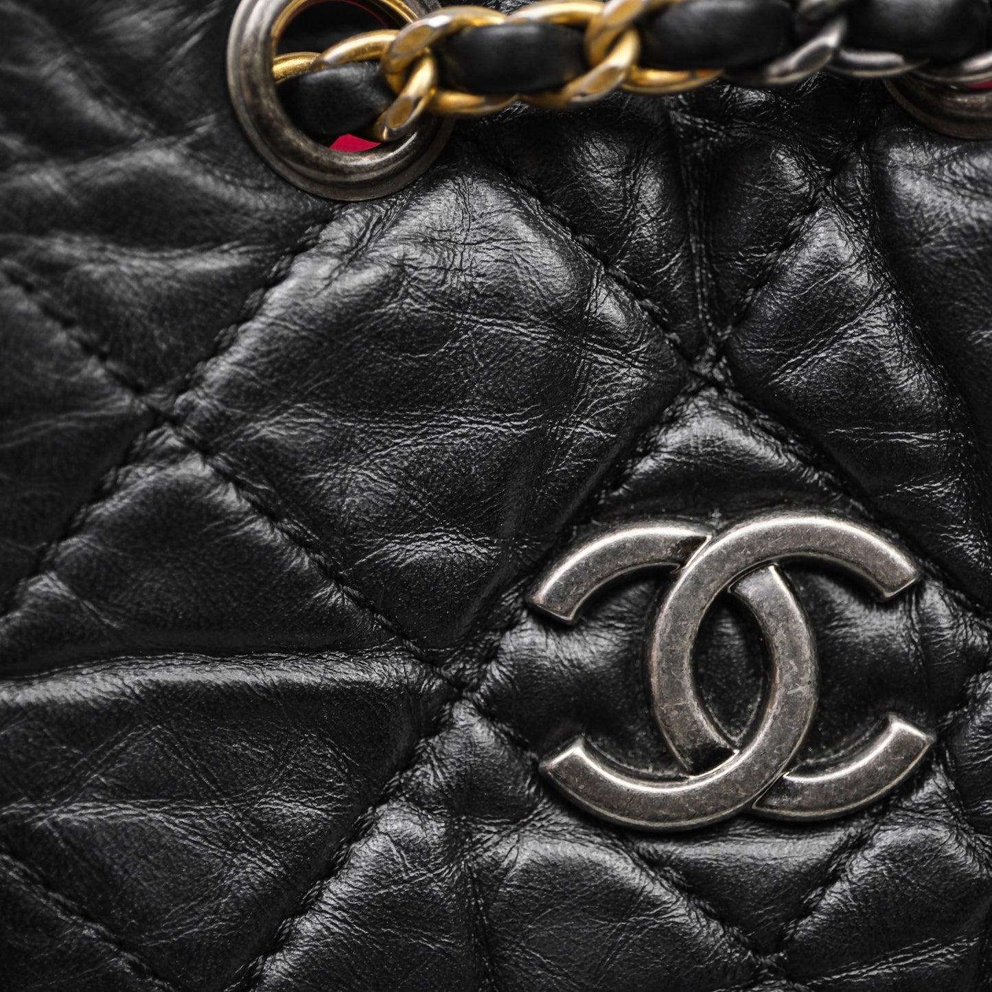 Chanel Small Gabrielle Backpack Quilted Black Aged Calfskin