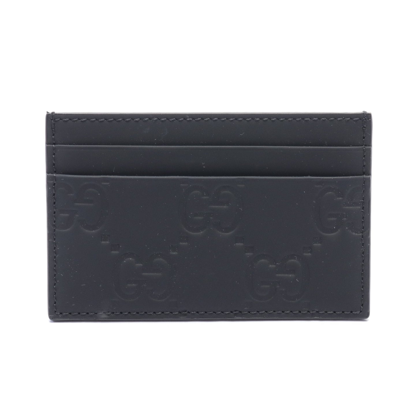 Luxury Gucci Trending 2025 GG Rubber Effect Card case Rubberized Leather Black