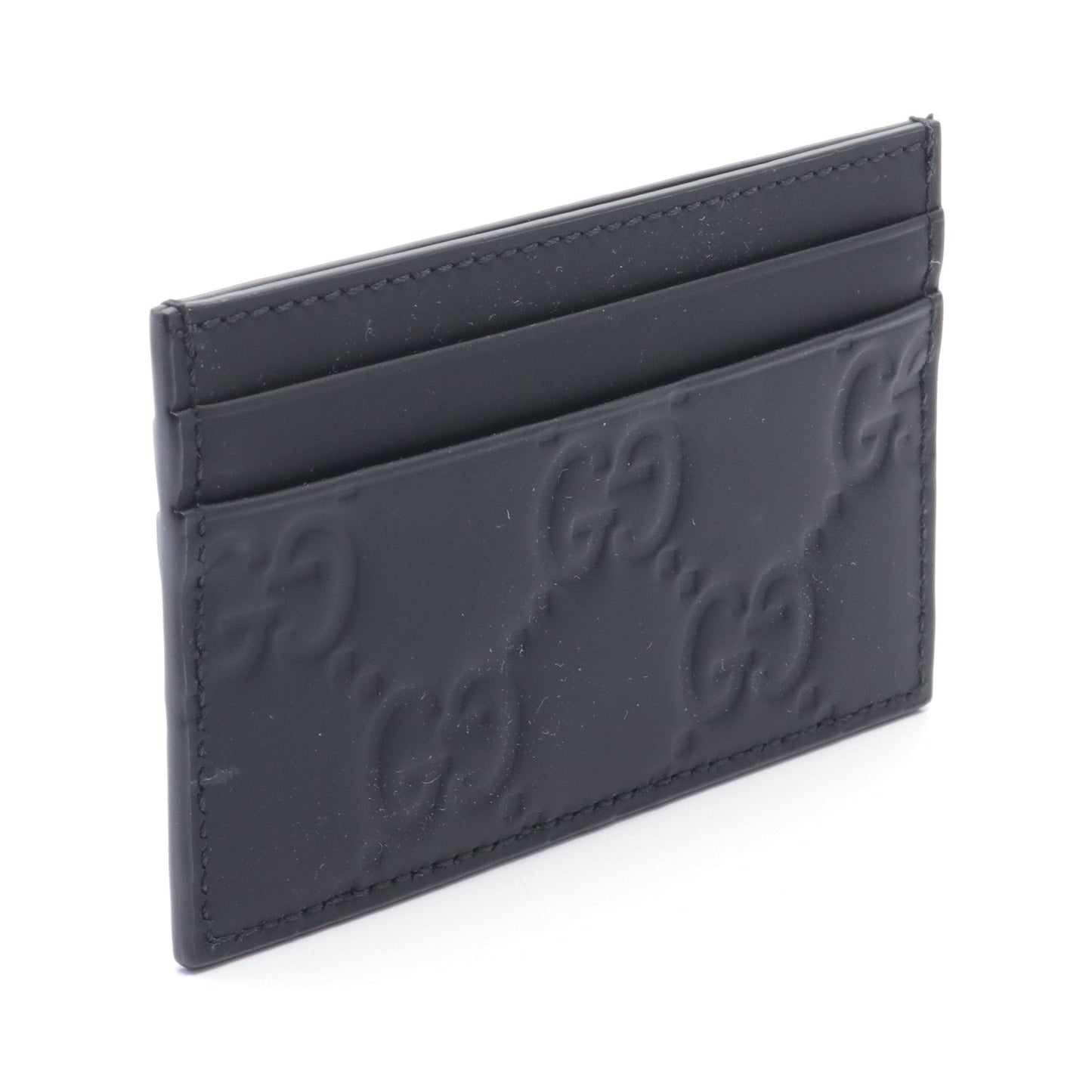 Luxury Gucci Trending 2025 GG Rubber Effect Card case Rubberized Leather Black