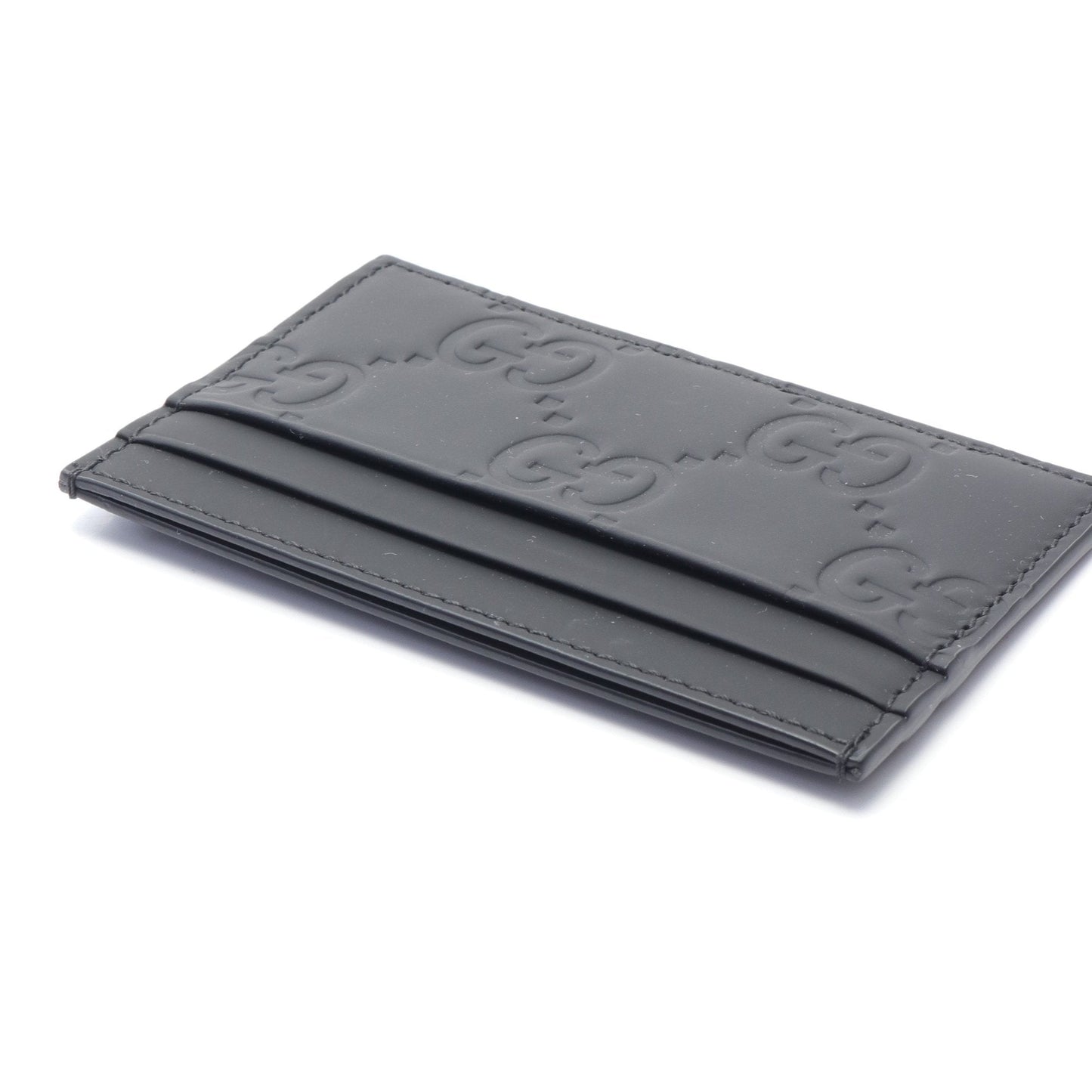 Luxury Gucci Trending 2025 GG Rubber Effect Card case Rubberized Leather Black