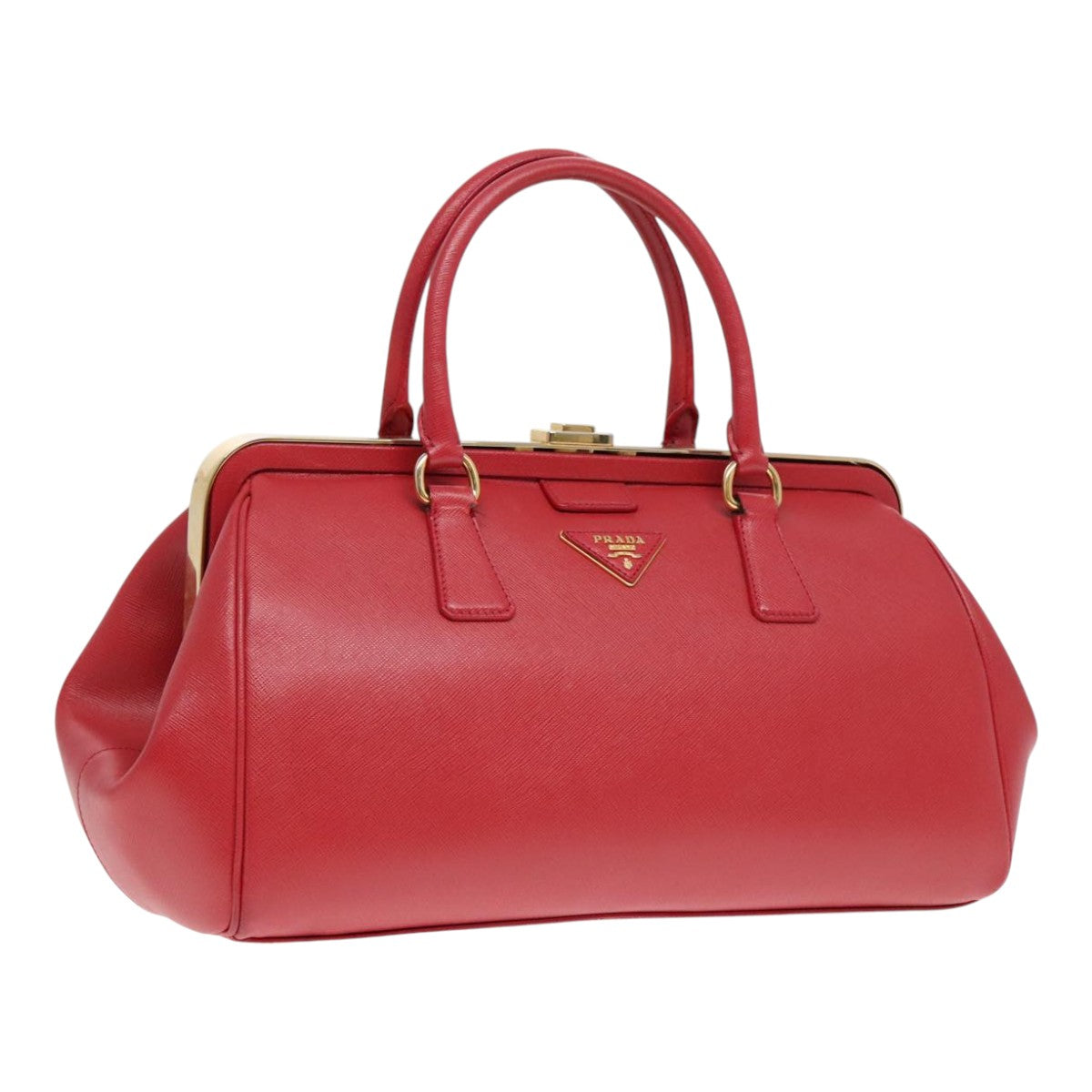 Luxury Prada Hand Bag Safiano leather Red Gold  92106