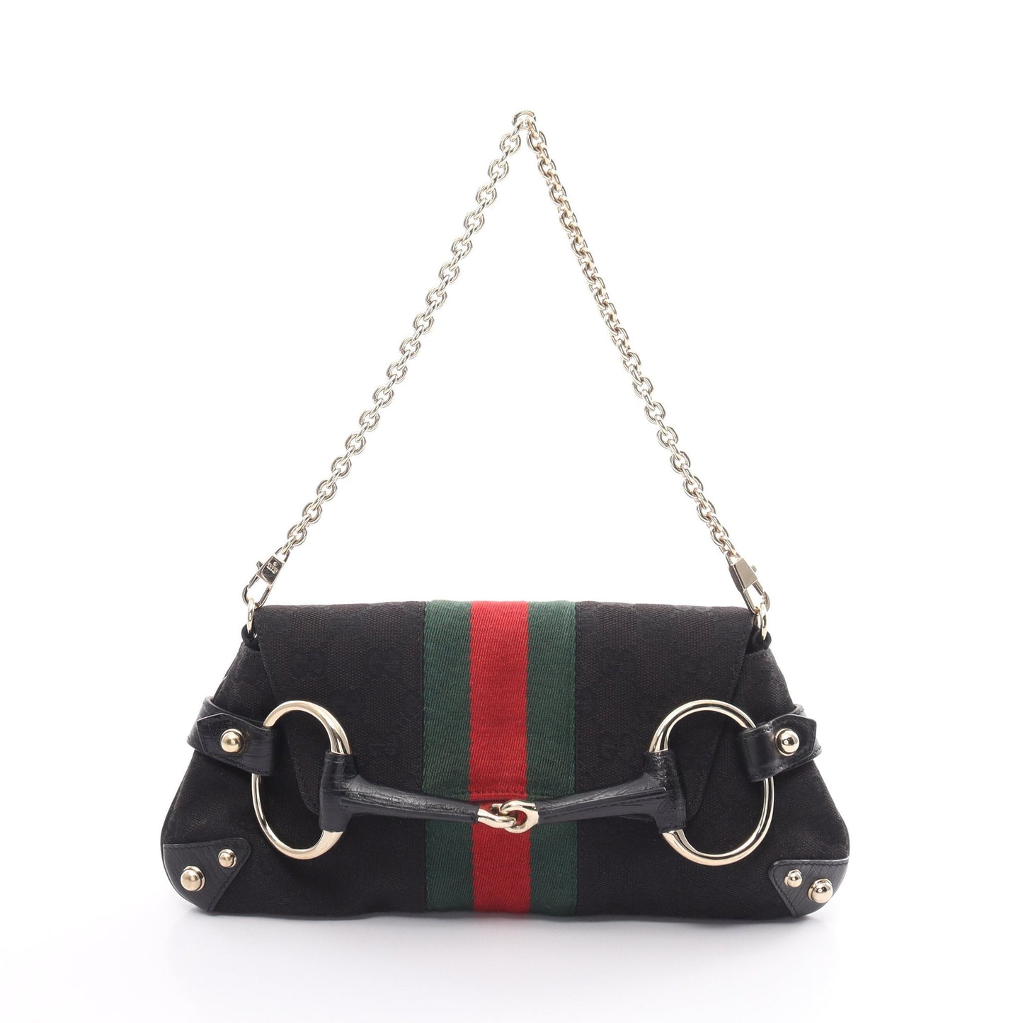 Luxury Gucci Trending 2025 Horsebit GG canvas Sherry line Chain handbag Canvas Leather Black Multicolor