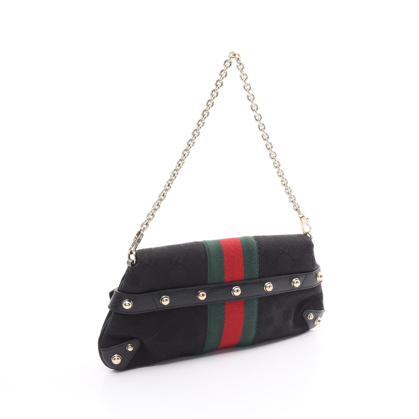 Luxury Gucci Trending 2025 Horsebit GG canvas Sherry line Chain handbag Canvas Leather Black Multicolor