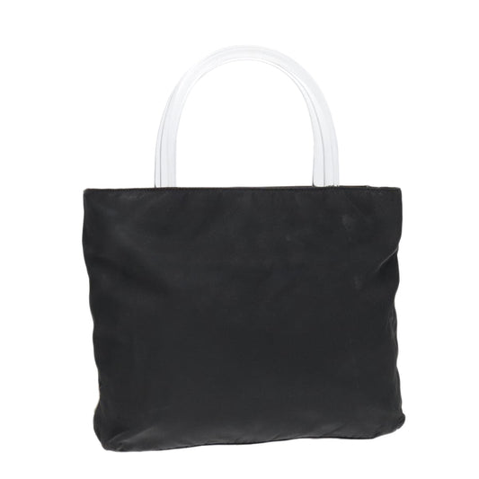 Luxury Prada Hand Bag Nylon Plastic Black Clear Silver  92116
