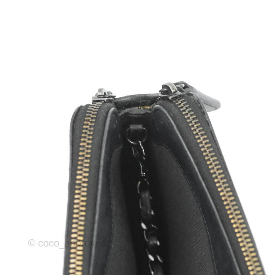 Chanel Le Boy Double Zip Wallet On Chain So Black Lambskin